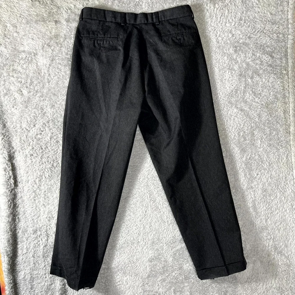 Dockers Dress Pants Men 33 Black Pleated Straight Leg Cuffed Hem Formal Business